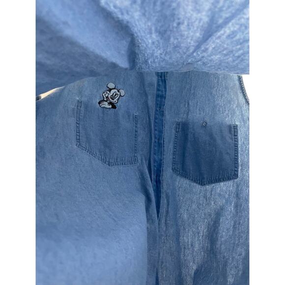 Vintage Mickey Unlimited Disney Sleeveless Denim Shirt Adult Size XL Embroidered - Picture 7 of 7